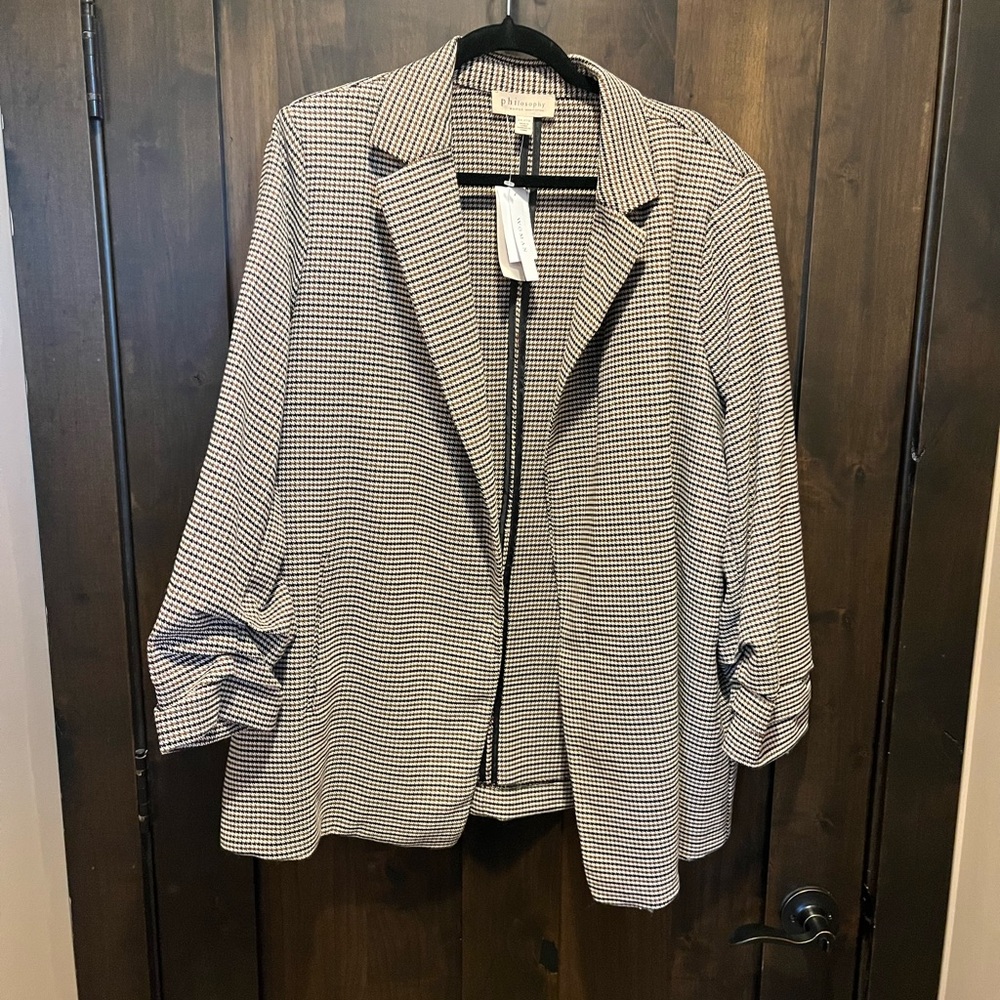 Philosophy Black brown Blazer with Notched Lapels NWT Womens 2x